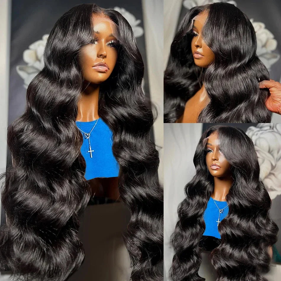 180% 30 34 Inch Body Wave 13x4 HD Transparent Lace Frontal Wig Pre Plucked Human Hair Brazilian 13x6 Lace Front Wig For Women