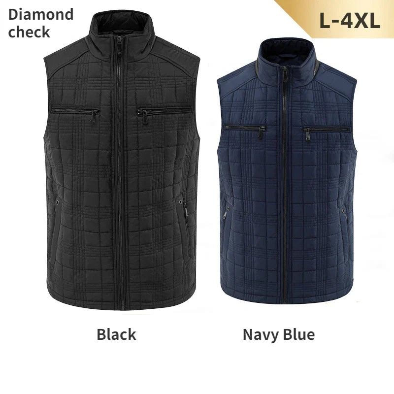 Multi Pocket Men's Vest Thickened Warm Outdoor Sleeveless Jackets Winter Classic Zipper Parkas Middle Aged Elderly Male Coats