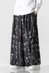 Men Street Fashion Casual Straight Skirt Pant Male Fashion Hip Hop Loose Wide Leg Trousers Kimono Ice Silk Pant Asian Clothes