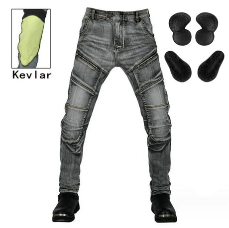 New zipper pants Motorcycle jeans Men's high elastic motorcycle riding rider pants Racing pants with protective gear