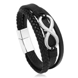 Trendy  Leather Bracelets Men Stainless Steel Multilayer Braided Rope Bracelets For Male Bracelets Jewelry Pulsera Hombre