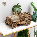 Tada 3D Wooden Puzzle Toys Movable Jeep Assembly Toy Gift For Children Adult Model Building Block Kits