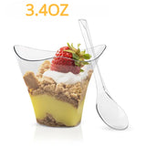 25/50PCS Disposable Dessert Cups for Party Birthday 3.4OZ Twisted Triangle Mousse  Dessert Cup Ice Cream Cup Frozen Pudding Cup