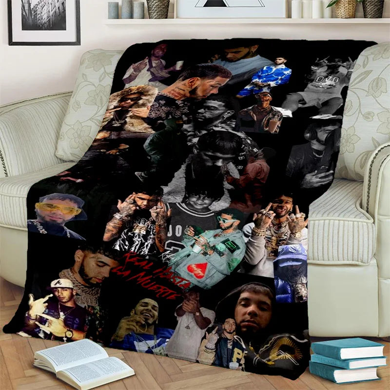 Free Anuel AA Rapper Hip Hop Singer Blanket,Soft Throw Blanket for Home Bedroom Bed Sofa Picnic Travel Office Cover Blanket Kids