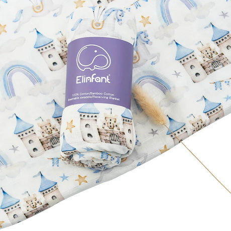 Elinfant Digital Print Muslin Swaddle Blanket Bamboo Cotton Soft Baaby Bath Towel Nursing Cover