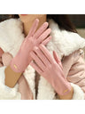 New Winter Padded Warm Gloves Cute Solid Color Suede Can Touch Screen Riding Ski Gloves For Women