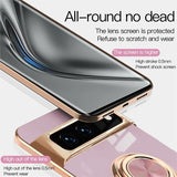 Luxury Plating Silicone Shockproof Phone Case For Google Pixel 8 8A 7 Pro 7A 6A Metal Ring Magnetic Holder Stand Soft Back Cover