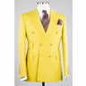 Luxury Men's Suit Blazer Yellow Regular Lenght Peak Lapel Hight Street Chic 2 Piece Jacket Pants Set Business Smart Casual Terno