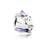 Fit Pandora Beauty and The Beast Charms Bracelet Kid Disney Purple Mrs. Potts Teapot Beads DIY Bijoux for Women Chip Cup Pendant