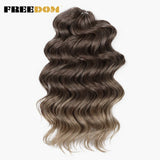 FREEDOM Synthetic Deep Curly Twist Crochet Hair 16 Inch Deep Wave Braid Hair Soft Ombre Blonde Brown Braiding Hair Extensions