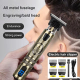 Electric LED Screen Hair Clipper Rechargeable Hair Grooming Trimmers T-Blade 0.1mm Waterproof Blade Men Personal Care Appliance