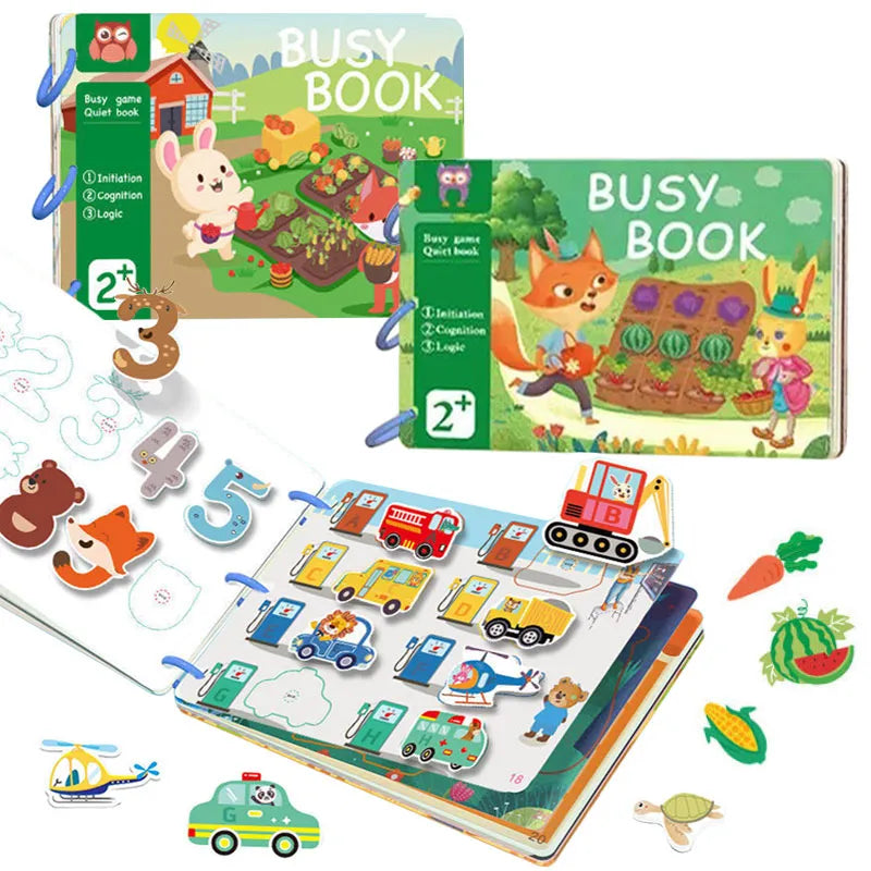 Montessori Baby Quiet Book Toys Early Education Hook&Loop Sticker Sensory Game Parish Learning My First Busy Book 3-6 Year Old