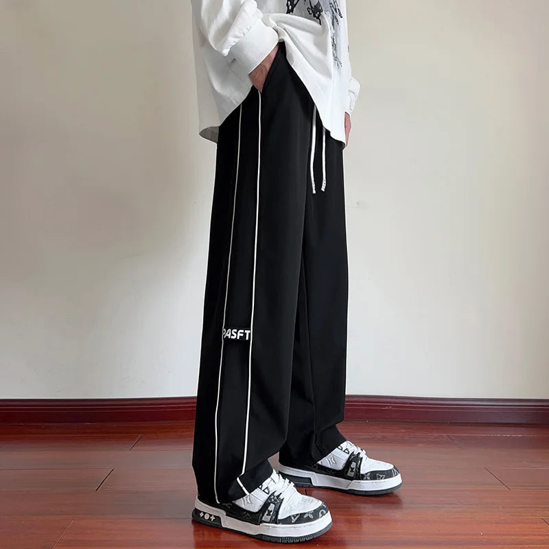 2024 New Sweatpants Men's Baggy Joggers Wide Leg Pants Neutral Loose   streetwear Outdoor Trousers line Design Jogging Pants