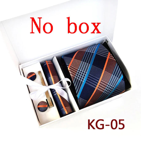 Ties For Men Luxury Tie Set Gift Box Jacquard Necktie Pocket Square Clip Cufflinks Handkerchief Corbata