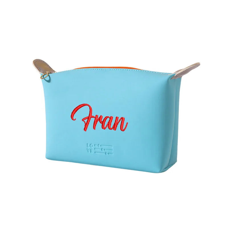 Professional Custom Embroidery PU Makeup Bag Portable Waterproof Women's Simple Toiletry Bag Gift Bag Personalized Logo