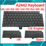 New A2442 A2485 Keyboard Macbook Pro 14" 16" M1 Pro/Max US UK French Germany Italy Korean Russian Replacement Keyboard 2021