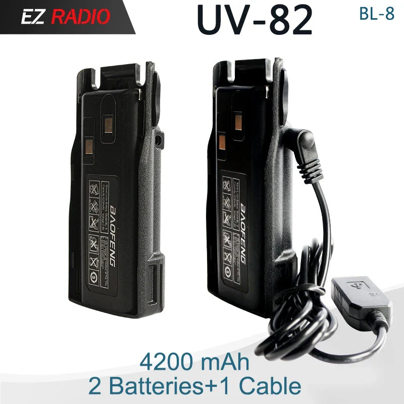 Baofeng UV 82 Battery BL-8 Walkie Talkies Ham Radio 2800mAh Enlarge 3800mah UV82HX Battery UV-8D UV-82HP UV-89 Radio Accessories