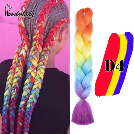 WonderLady 255 Color Long Colored Braiding Hair Jumbo Braids DIY Hairstyle Ombre Synthetic Hair Extensions For Women Braiding