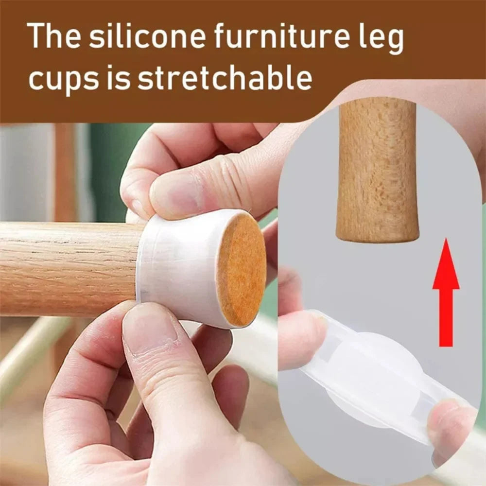 8/16pcs Silicone Table Chair Leg Caps With Felt Anti-Slip Pad Furniture Feet Cover Wooden Floor Scratch Resistant Protectors Mat