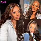 HD Transparent 30 Inch Chocolate Brown Colored Lace Front Wig Body Wave 13X4 Dark Brown Lace Frontal Human Hair Wigs For Women