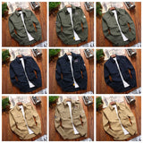 Men's Shirts Military Casual Shirt Cotton Khaki Retro Slim Fit Army Pocket Long Sleeve Vintage Jacket Streetwear Drop Shipping