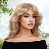 Ombre Blonde Lace Front Women Wigs 6X4X0.5 T Part Lace Curly Wigs with 150% Density Middle Part Synthetic Hair for Womens Lady L