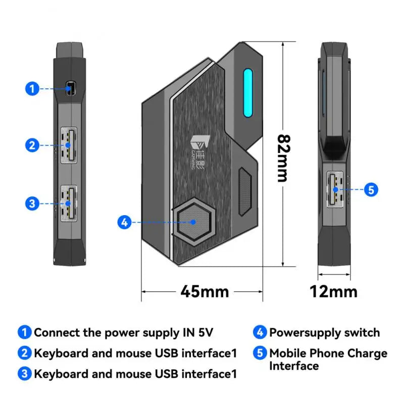 Left Hand Keyboard Single Hand Keyboard Gamwing Mix SE/Elite Mouse Keyboard Comverter Combo Pack For Android Mobile Laptop PUBG