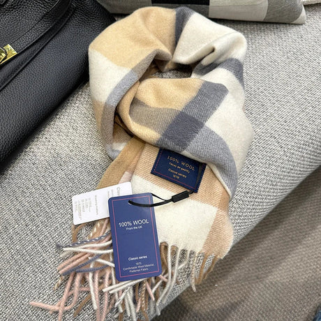 British Classic High Quality Australian Wool 100% Plaid Scarf Men Women Autumn Winter Warm Striped Shawl Wrap Cashmere Blankets