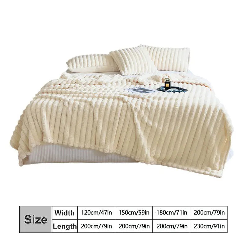 Winter Warm Blanket Skin-Friendly Bedspread Solid Striped Throw Blankets Sofa Air Conditioning Blanket For Bedroom