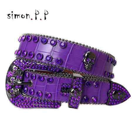 Punk Western Rhinestone Belts for Women Luxury Diamond Strap Cowgirl Cowboy Bling Crystal Pin Wide Buckle Studded Y2K Mens Belts