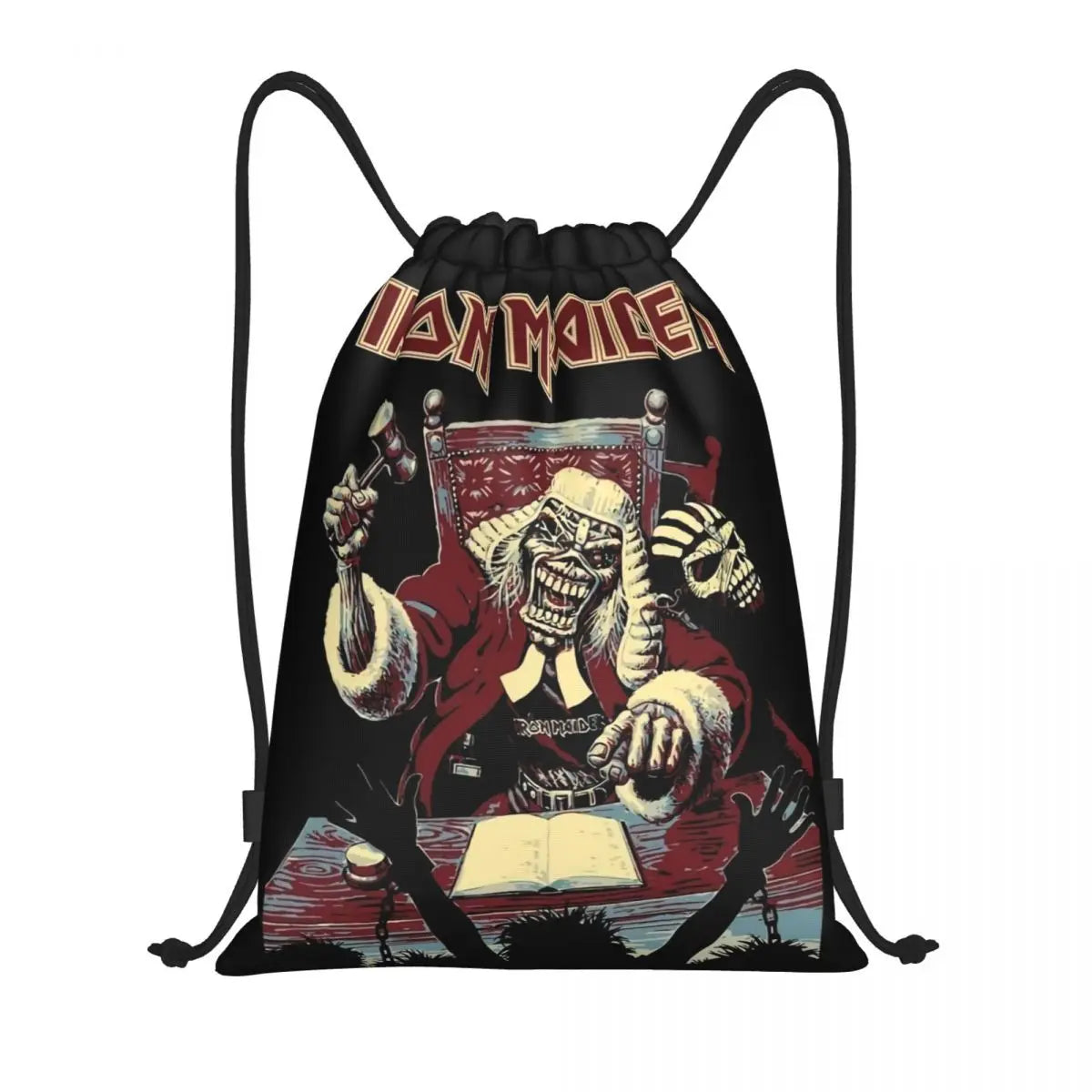 Heavy Metal Maidens Pirate Iron Drawstring Backpack Women Men Sport Gym Sackpack Foldable Training Bag Sack