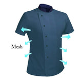 360°Breathable Summer Mesh Chef Jacket Men Women Short Sleeve Cooking Shirt Cool Work Tops