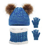 AvoDovA-3PCS Children s Winter Double Ball Knitted Hat Gloves Scarf Knitted Thickened Warm Set for 2-6 Years Old Boys Girls