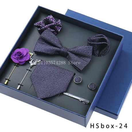 Luxury High Grade Mens Tie Set Nice Gift Box Silk Tie Necktie Set 8pcs Inside Packing Festive Present Pocket Squares