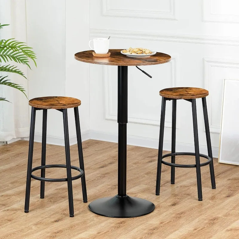 HOOBRO Bar Table, Height-Adjustable Round Pub  27-35.4 Inches, Cocktail  with Base, Modern Style, Suitabl