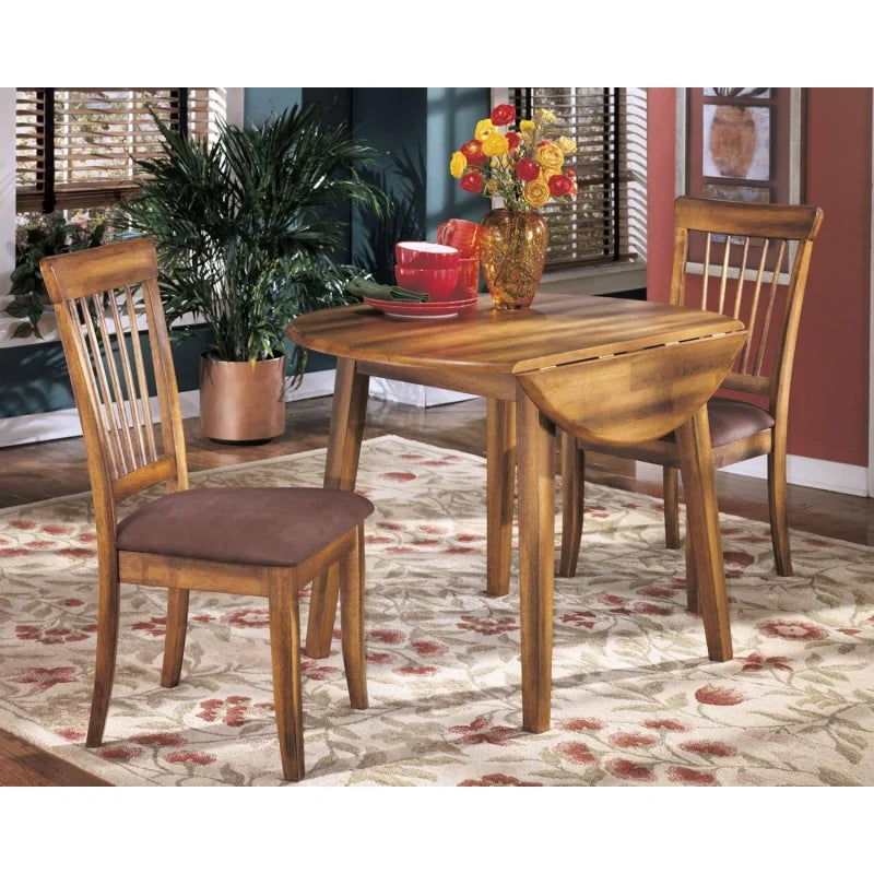 Signature Design by Ashley Berringer Dining Room Round Drop Leaf Table, Rustic Brown