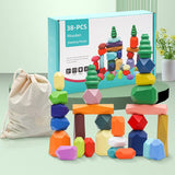 28/38pcs Wooden Rainbow Stone Building Blocks Set Balancing Stacking Game Stacker Children Montessori Educational Toys Gifts