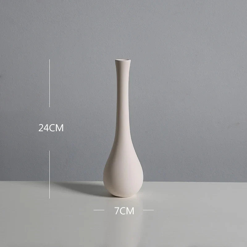 Nordic White Tabletop Vases Ceramic Flower Vase Living Room Decoration Home Pottery and Porcelain  Pot Living Room Decoration