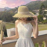 Big Lace Bow Straw Hat Foldable Wide Brim UV Protection Cover Hat Korean Version Summer Hats Travel