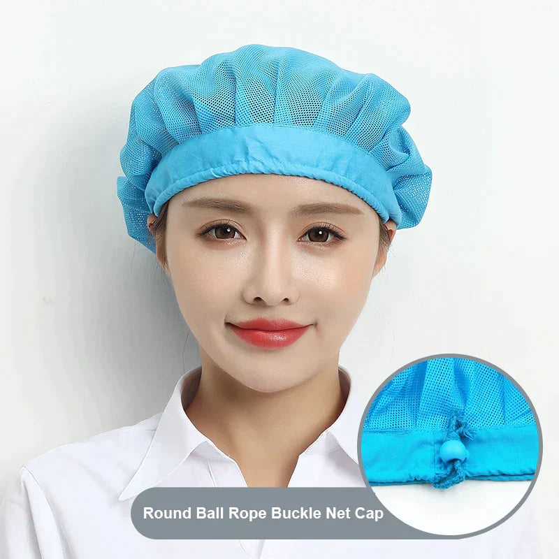 Black Adjustable Food Service Net Hat Kitchen Work Hats Canteen Restaurant Cook Caps Bakery Baking Workshop Breathable Work Cap