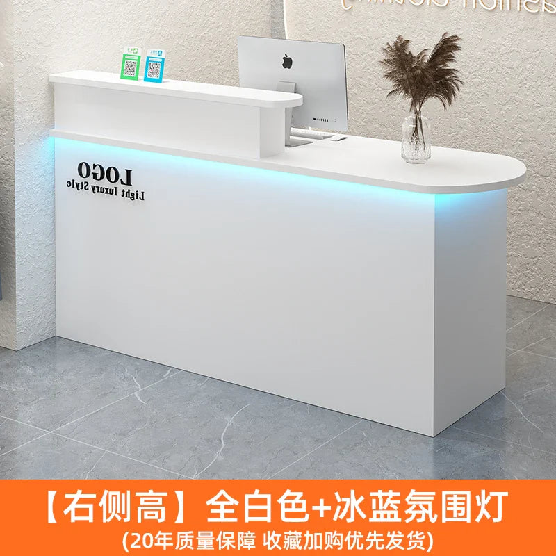 White Stylish Reception Desks Corner Light Bar Office Checkout Reception Desks Beauty Salon Mostrador Commercial Furniture