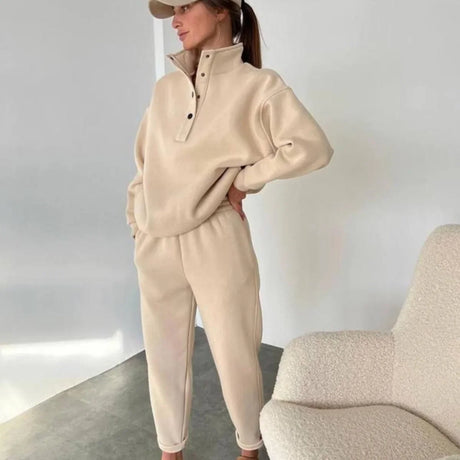 New in Outwears Sweatshirt Winter Clothes Women Warm Suit Ladies Outfit Clothing Long Sleeve Zip-up Top Casual Pants 2 Piece Set