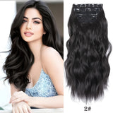 4Pcs/Set 20Inch Synthetic Hair Clip In Long Wavy Thick Hairpieces For Women Full Head Synthetic Hair Extensions Ombre Hairpieces