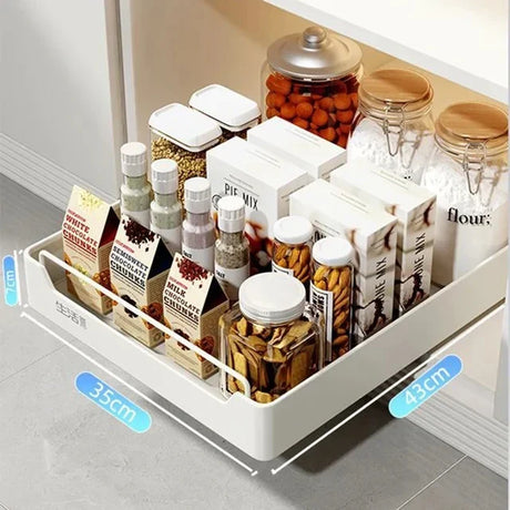 Pull-out Kitchen Organizer Rack Slide Cabinets Storage Free of Installation Tableware Dish Rack Kitchen Accessories