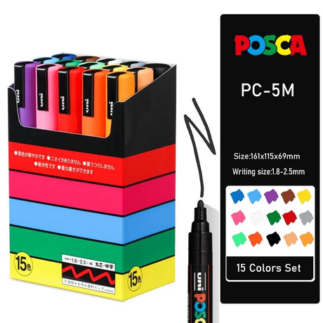 Uni 1PCS Plumones Colores Posca PC-5M Marcadores School Acrylic Paint Markers 예술용품 Rotuladores Rock Painting Marking Art Pens