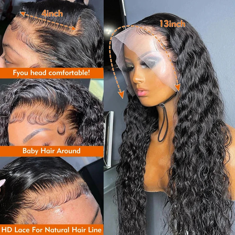 Curly 13x4 Lace Frontal Human Hair Wig For Women Deep Wave 40 Inches Pre Plucked 13x6 Hd Lace Front Brazilian Wigs On Sale