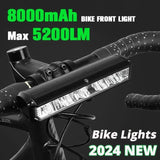 8000Mah Bike Front Lights Waterproof Bicycle Led light Bicycle Rechargeable Lamp MTB 5200Lm Bike Headlight Bicycle Accessories