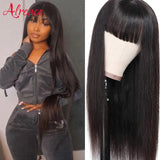 Wig With Bangs Fringe Wigs Human Hair Wig For Women Brazilian 100%Human Hair Sale Bangs Wig Full Machine Made Remy Hair Glueless