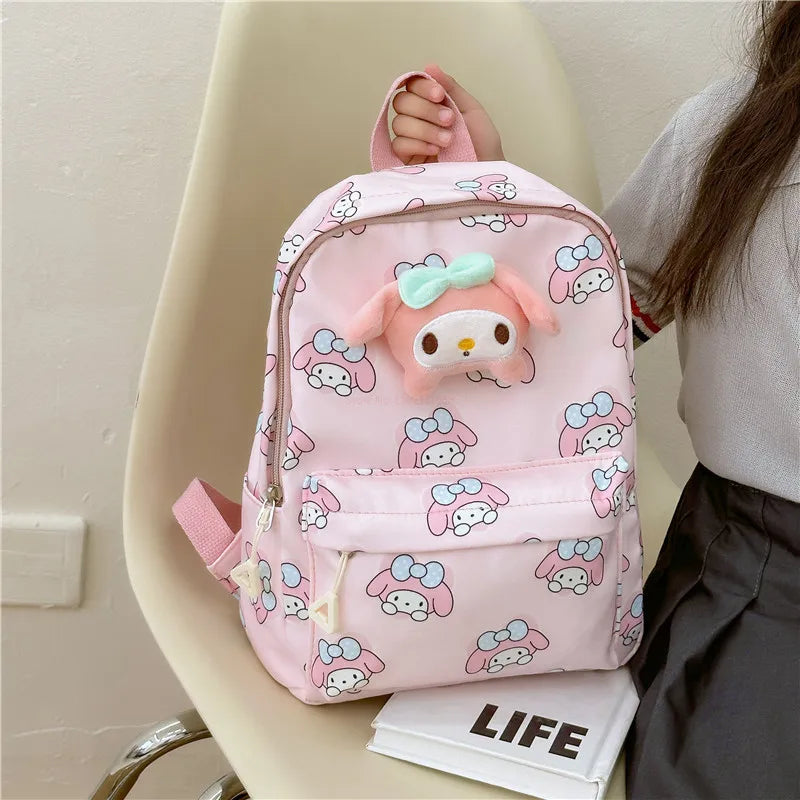 Sanrio Kulomi Pacha Dog Hello Kitty Cinnamon Dog Cartoon Print Oxford Fabric Backpack Cute Accessories Children School Bag Gifts