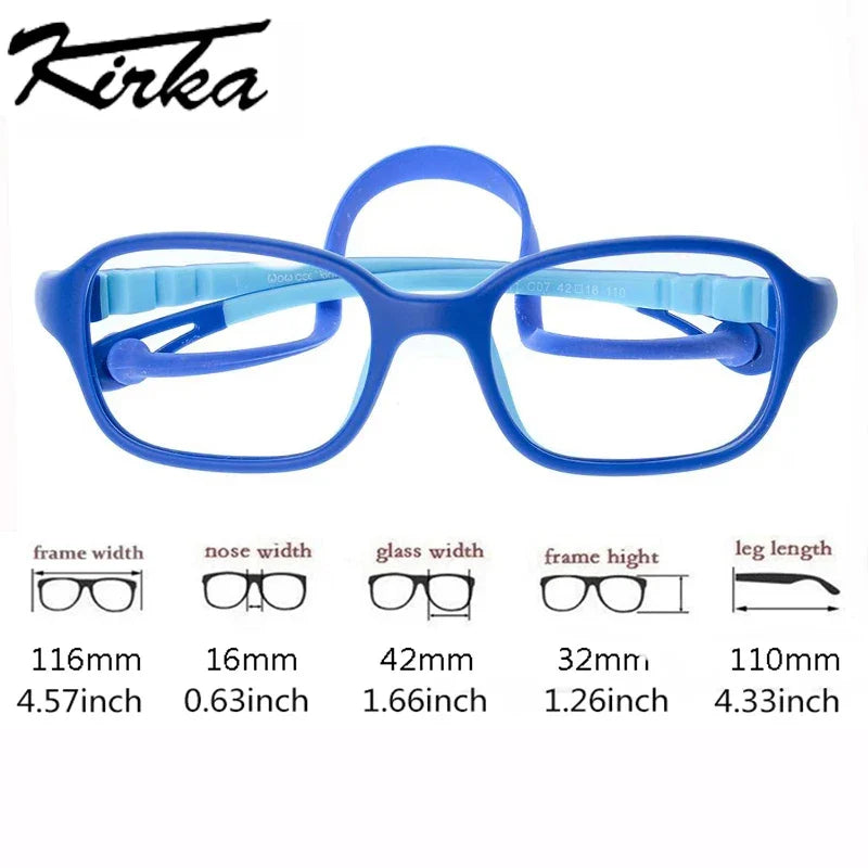 Kirka Flexible Myopia Optical Children Glasses Frame Solid TR90 Rubber Diopter Transparent Kids Glasses Soft Eyewear Eyeglasses